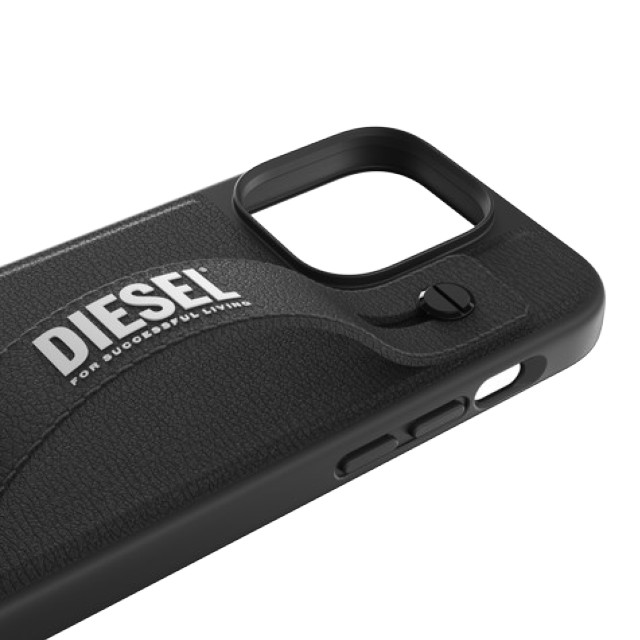 【iPhone14 Pro ケース】Leather Handstrap Case (Black/White)