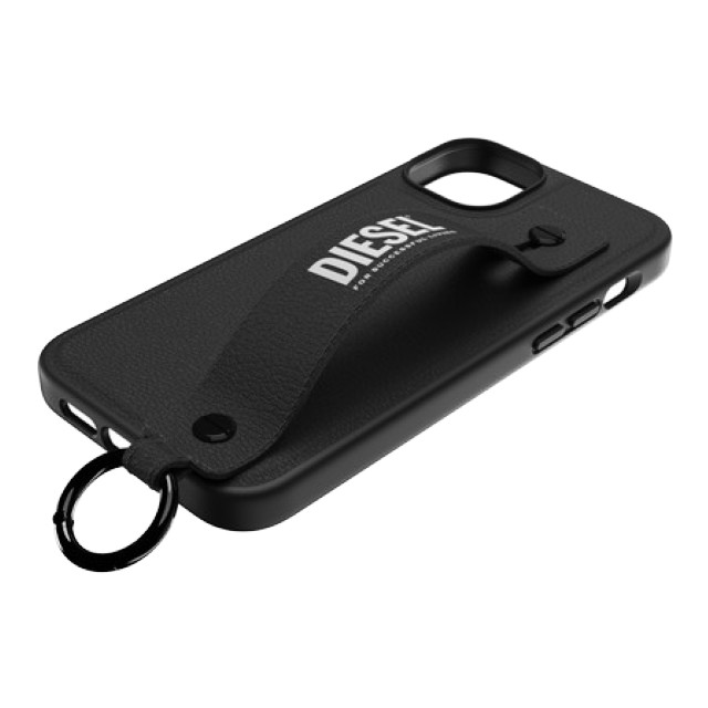 【iPhone14 Plus ケース】Leather Handstrap Case (Black/White)サブ画像