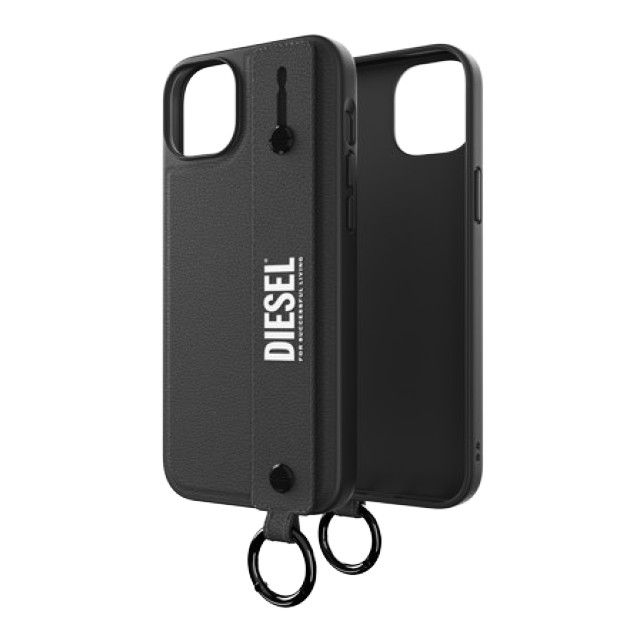 【iPhone14 Plus ケース】Leather Handstrap Case (Black/White)サブ画像