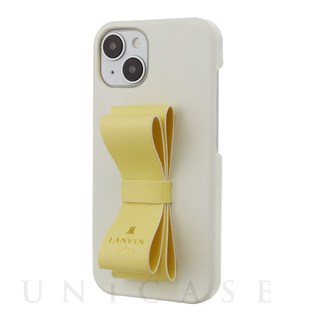 【iPhone14 ケース】Slim Wrap Case Stand ＆ Ring Ribbon (Vintage White/Lemon Yellow)