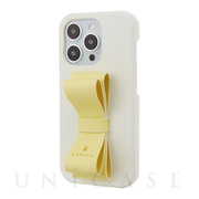 【iPhone14 Pro ケース】Slim Wrap Case Stand ＆ Ring Ribbon (Vintage White/Lemon Yellow)