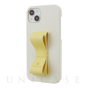 【iPhone14 Plus ケース】Slim Wrap Case Stand ＆ Ring Ribbon (Vintage White/Lemon Yellow)