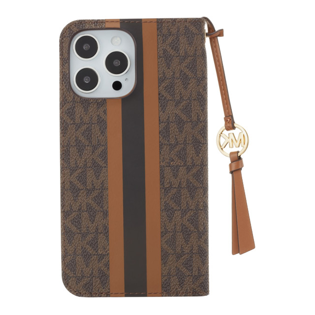 【iPhone14 Pro Max ケース】Folio Case Stripe with Tassel Charm for MagSafe (Brown)