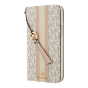 【iPhone14 Plus ケース】Folio Case Stripe with Tassel Charm for MagSafe (Vanilla)