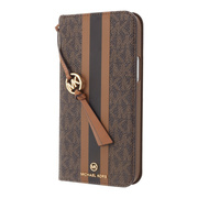 【iPhone14 Plus ケース】Folio Case Stripe with Tassel Charm for MagSafe (Brown)