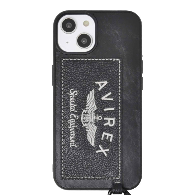 【iPhone14/13 ケース】カード収納付き背面ケース 刺繍ロゴ (ブラック)サブ画像