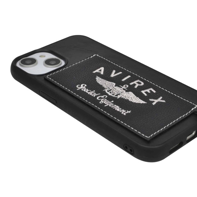 【iPhone14/13 ケース】カード収納付き背面ケース 刺繍ロゴ (ブラック)サブ画像