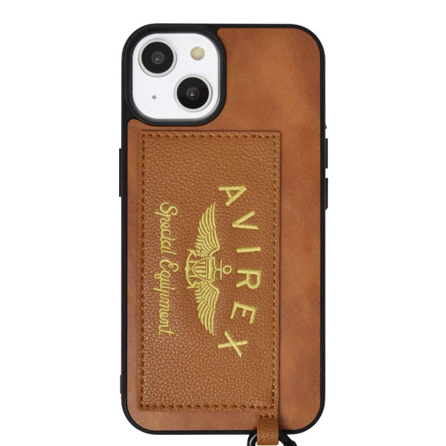 【iPhone14/13 ケース】カード収納付き背面ケース 刺繍ロゴ (ブラウン)サブ画像
