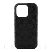 【iPhone14 Pro ケース】Leather Slim Wrap Case (Black Emboss Signature C Pebbled Leather)