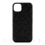 【iPhone14 Plus ケース】Leather Slim Wrap Case (Black Emboss Signature C Pebbled Leather)