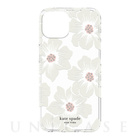 【iPhone14 ケース】Protective Hardshell Case (Hollyhock Floral Clear/Cream with Stones)