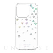 【iPhone14 Pro ケース】Protective Hardshell Case (Scattered Flowers/Iridescent/Clear/White/Gems)