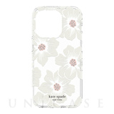 【iPhone14 Pro ケース】Protective Hardshell Case (Hollyhock Floral Clear/Cream with Stones)