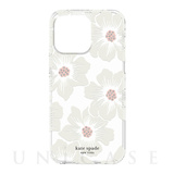 【iPhone14 Pro Max ケース】Protective Hardshell Case (Hollyhock Floral Clear/Cream with Stones)