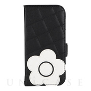 【iPhone14/13 ケース】DAISY PACH PU QUILT Leather Book Type Case (BLACK/WHITE)
