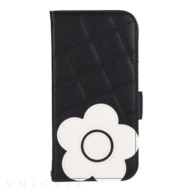 【iPhone14/13 ケース】DAISY PACH PU QUILT Leather Book Type Case (BLACK/WITE)