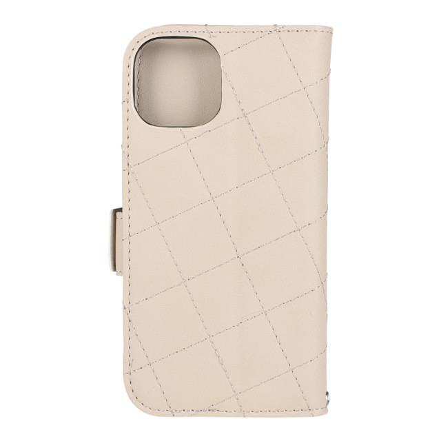 【iPhone14/13 ケース】DAISY PACH PU QUILT Leather Book Type Case (IVORY/BLACK)
