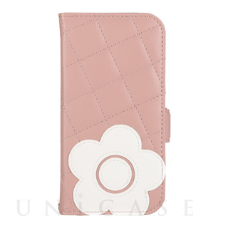【iPhone14/13 ケース】DAISY PACH PU QUILT Leather Book Type Case (DUSTY PINK/WHITE)