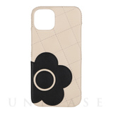 【iPhone14/13 ケース】DAISY PACH PU QUILT Leather Back Case (IVORY/BLACK)