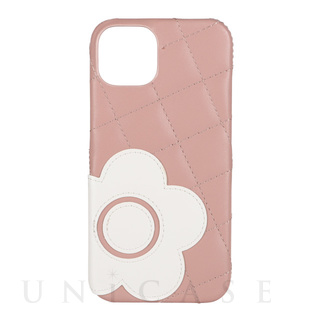 【iPhone14/13 ケース】DAISY PACH PU QUILT Leather Back Case (DUSTY PINK/WHITE)