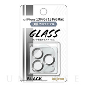 【iPhone13 Pro/13 Pro Max フィルム】ガラスフィルム カメラ メタリック 10H 3眼カメラモデル (ブラック)