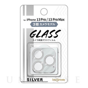 【iPhone13 Pro/13 Pro Max フィルム】ガラスフィルム カメラ メタリック 10H 3眼カメラモデル (シルバー)