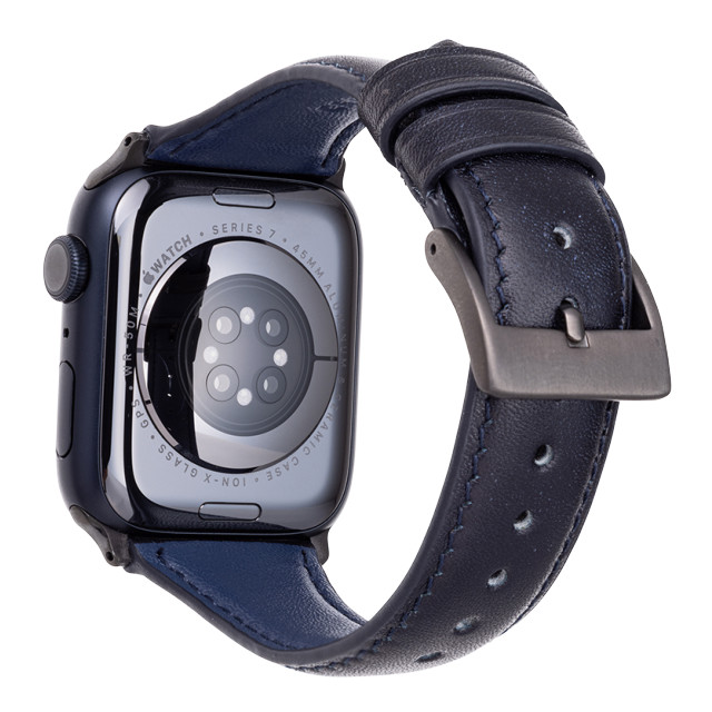 【Apple Watch バンド 49/45/44/42mm】ミュージアムカーフレザーバンド (ネイビー) for Apple Watch Ultra2/1/SE(第2/1世代)/Series9/8/7/6/5/4/3/2/1サブ画像