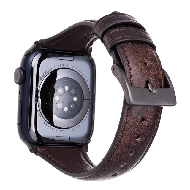 Apple Watch 本体 6 レザー 革 バンド 44 ダークブラウン - レザーベルト