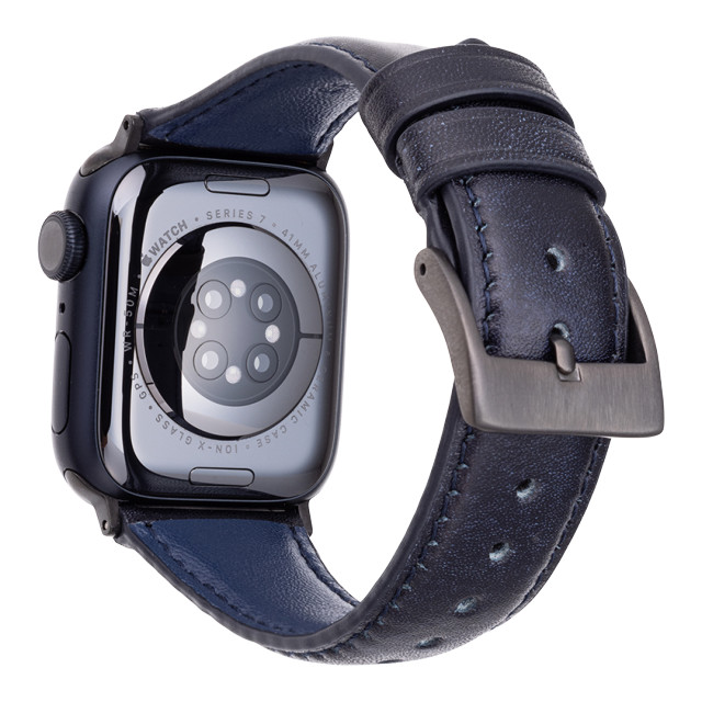 【Apple Watch バンド 41/40/38mm】ミュージアムカーフレザーバンド (ネイビー) for Apple Watch SE(第2/1世代)/Series9/8/7/6/5/4/3/2/1サブ画像
