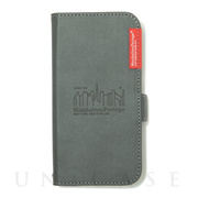 【iPhone14/13 ケース】PU Leather Book Type Case (GRAY)
