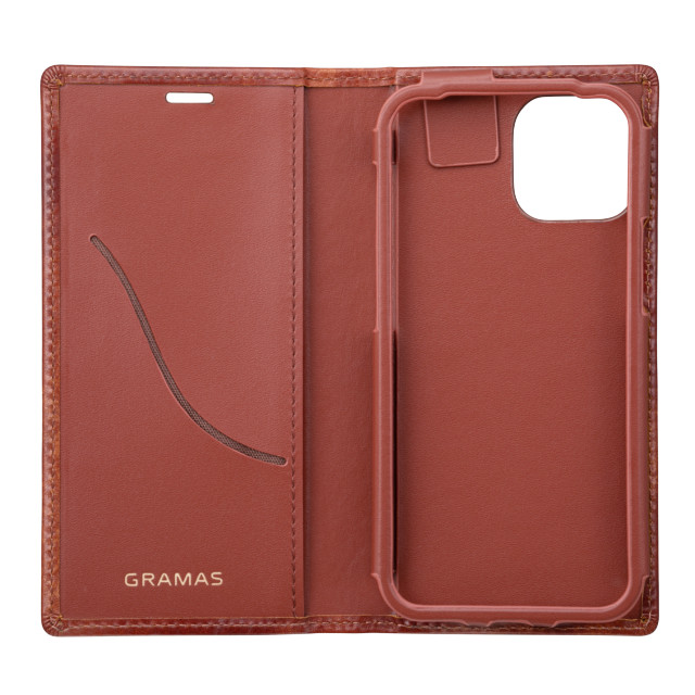 【アウトレット】【iPhone13 mini/12 mini ケース】Museum-calf Genuine Leather Book Case (Brown)サブ画像