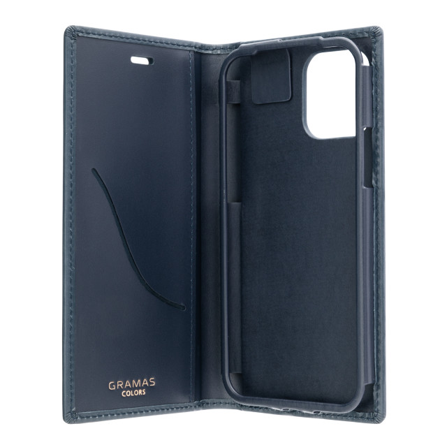 【アウトレット】【iPhone12/12 Pro ケース】Italian Genuine Leather Book Case (Navy)サブ画像