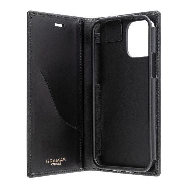 【アウトレット】【iPhone12/12 Pro ケース】Italian Genuine Leather Book Case (Black)サブ画像
