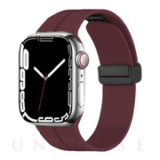 【Apple Watch バンド 49/45/44/42mm】シリコン-マグネバックル (ワインレッド) for Apple Watch Ultra/SE(第2/1世代)/Series8/7/6/5/4/3/2/1