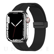 【Apple Watch バンド 41/40/38mm】シリコン-マグネバックル (ブラック) for Apple Watch SE(第2/1世代)/Series9/8/7/6/5/4/3/2/1