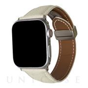 【Apple Watch バンド 49/45/44/42mm】本革マグネバックル (ホワイト) for Apple Watch Ultra2/1/SE(第2/1世代)/Series9/8/7/6/5/4/3/2/1