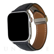 【Apple Watch バンド 41/40/38mm】本革マグネバックル (ブラック) for Apple Watch SE(第2/1世代)/Series9/8/7/6/5/4/3/2/1