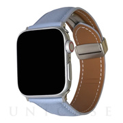 【Apple Watch バンド 41/40/38mm】本革マグネバックル (ライトブルー) for Apple Watch SE(第2/1世代)/Series8/7/6/5/4/3/2/1