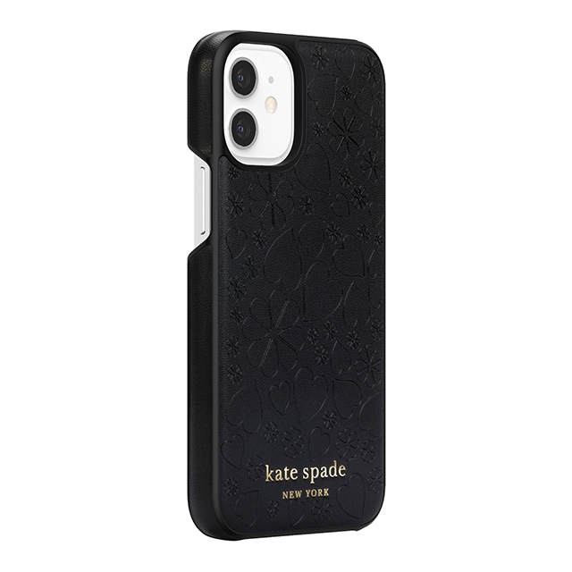 【アウトレット】【iPhone12 mini ケース】Wrap Case (Black Crumbs/Clover Hearts Printed Pattern/Gold Sticker Logo)サブ画像