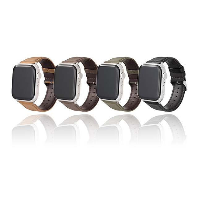 【Apple Watch バンド 49/45/44/42mm】”Lumiere” 強力撥水レザーバンド (カーキ) for Apple Watch Ultra2/1/SE(第2/1世代)/Series9/8/7/6/5/4/3/2/1サブ画像