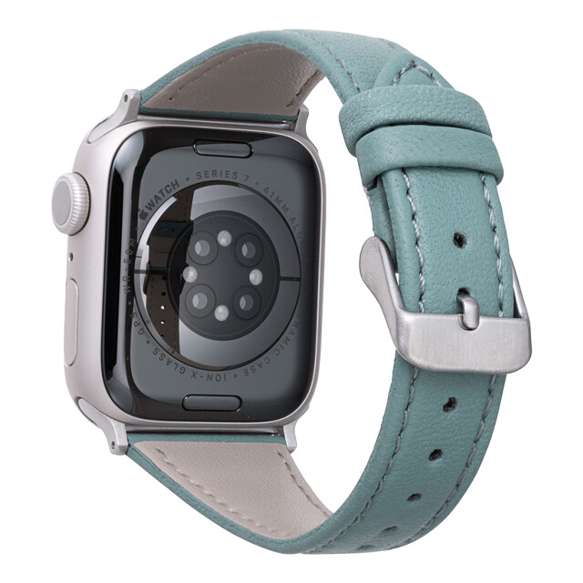 【Apple Watch バンド 41/40/38mm】”Lumiere” 強力撥水レザーバンド (スモーキーブルー) for Apple Watch SE(第2/1世代)/Series9/8/7/6/5/4/3/2/1サブ画像