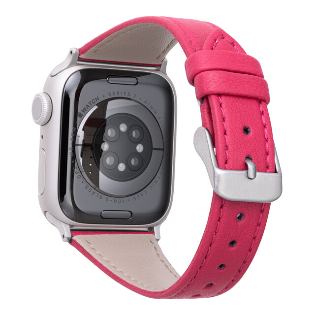 【Apple Watch バンド 41/40/38mm】”Lumiere” 強力撥水レザーバンド (カメリアピンク) for Apple Watch SE(第2/1世代)/Series9/8/7/6/5/4/3/2/1サブ画像