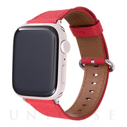【Apple Watch バンド 49/45/44/42mm】”Mijas” クロスグレインレザーバンド (カーマイン) for Apple Watch Ultra2/1/SE(第2/1世代)/Series9/8/7/6/5/4/3/2/1