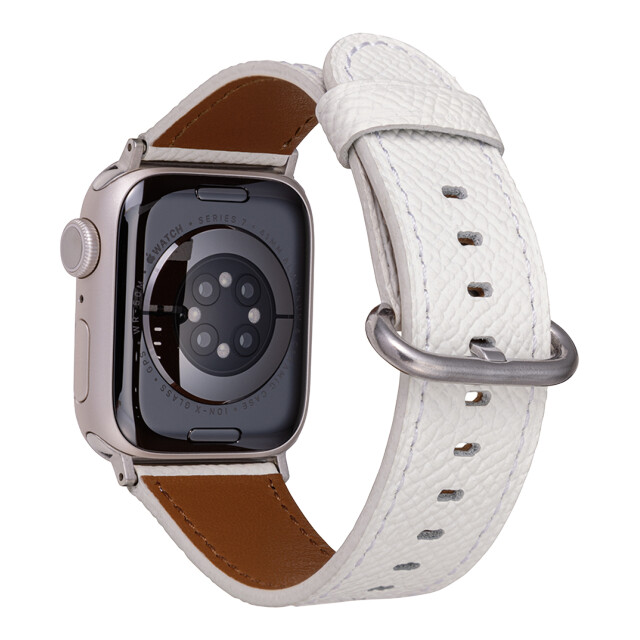 【Apple Watch バンド 41/40/38mm】”Mijas” クロスグレインレザーバンド (ホワイト) for Apple Watch SE(第2/1世代)/Series9/8/7/6/5/4/3/2/1サブ画像