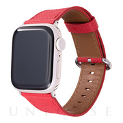 【Apple Watch バンド 41/40/38mm】”Mijas” クロスグレインレザーバンド (カーマイン) for Apple Watch SE(第2/1世代)/Series9/8/7/6/5/4/3/2/1