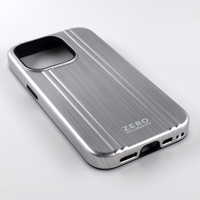 【iPhone15 Pro ケース】ZERO HALLIBURTON Hybrid Shockproof Case (Matte Silver)