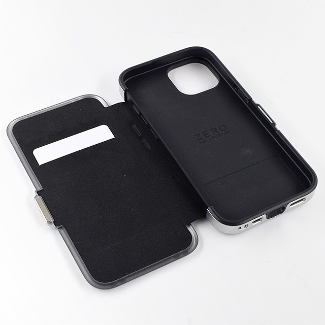 【iPhone15/14/13 ケース】ZERO HALLIBURTON Hybrid Shockproof Flip Case (Matte Silver)