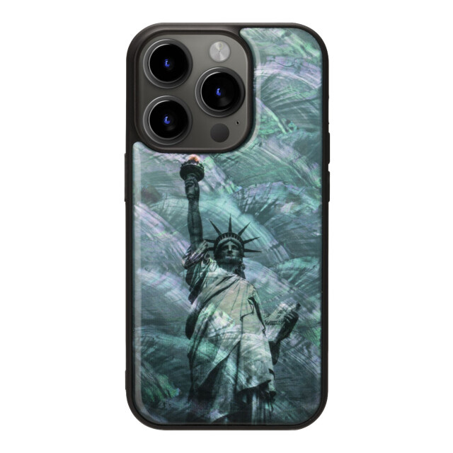 【iPhone15 Pro ケース】天然貝ケース (自由の女神)