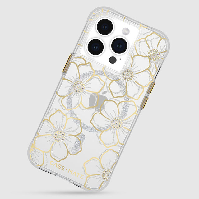 【iPhone15 Pro ケース】MagSafe対応 抗菌 リサイクル材料 Floral Gems (Gold)サブ画像