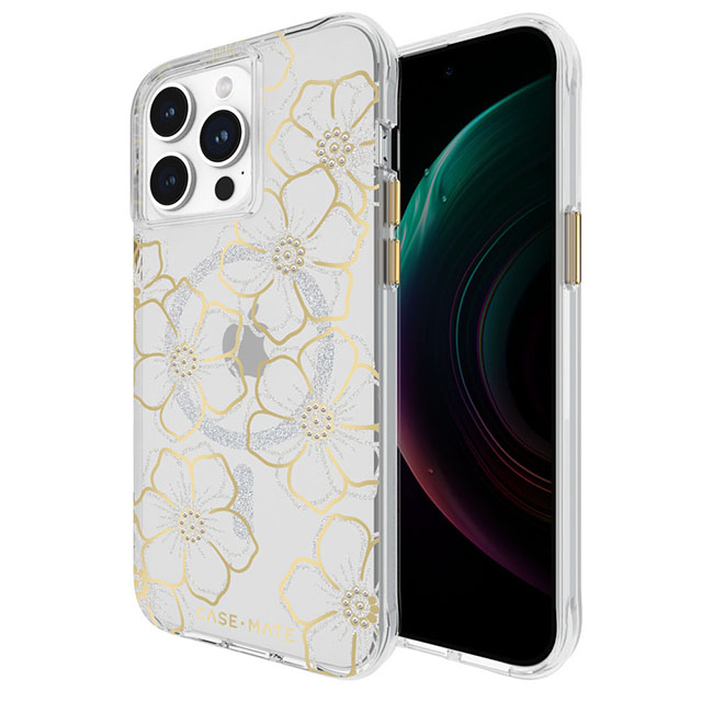 【iPhone15 Pro Max ケース】MagSafe対応 抗菌 リサイクル材料 Floral Gems (Gold)サブ画像